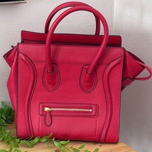 Anifeel Leather Handbag Tote Red